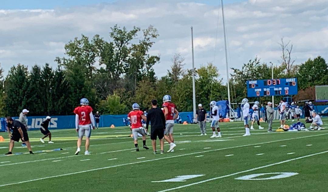 Detroit Lions practice in preparation to play the Green Bay Packers.