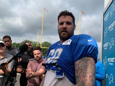 Lions offensive line off to good start on first day in pads